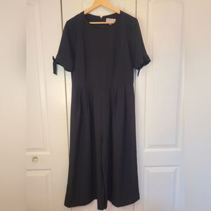 Nanette Lepore Cropped Black Short Sleeve Wide Leg Cropped Jumpsuit Size 12